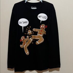 The Children's Place Black Gingerbread Long Sleeve Tee